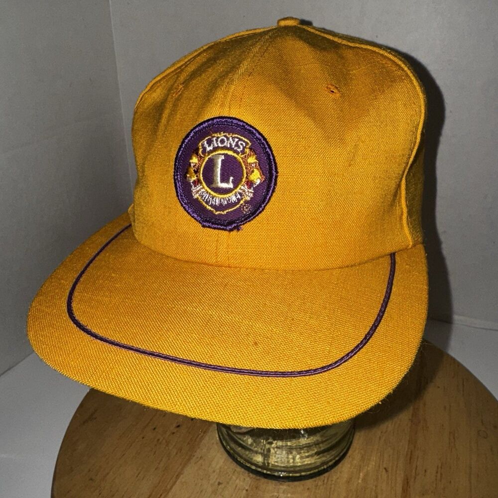 Vintage Lions Club Hat Gold Purple Rope Cap Strapback 80s 90s USA Style